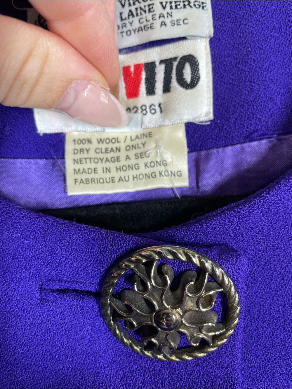 Don Vito Purple Wool Blazer Jacket Vintage Minimalist Career Chic Size 4 Office - Picture 6 of 16